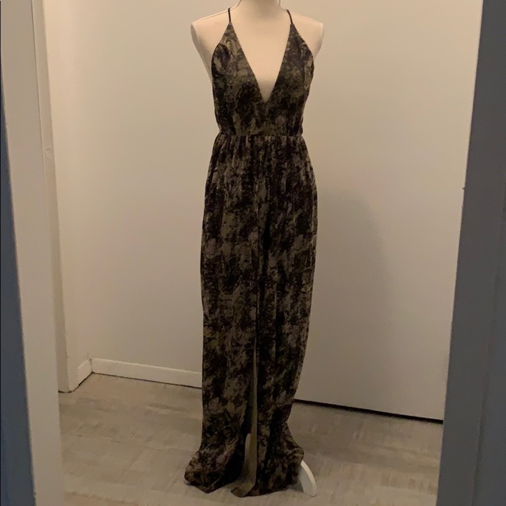 Gorgeous gold and black maxi dress with sexy back